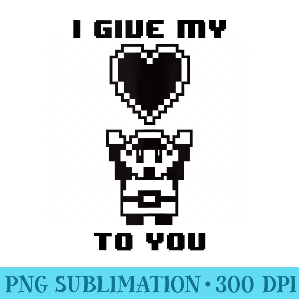 Legend of Zelda Retro My Heart To You 8 Bit - Sublimation patterns PNG - Quick And Seamless Download Process