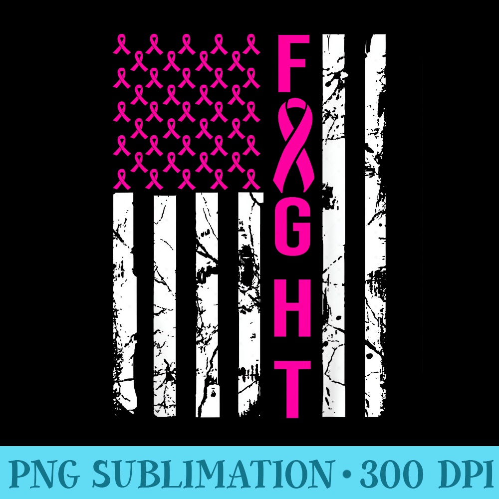 Breast Cancer Awareness American Flag Retro Vintage - Sublimation clipart PNG - Easy-To-Print And User-Friendly Designs