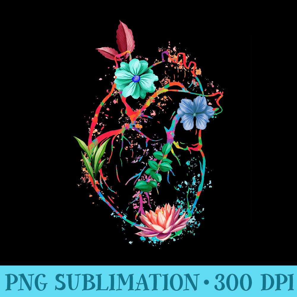 Anatomical Heart And Flowers Funny Men Cardiologist - Casual Shirt PNG - Enhance Your Apparel with Stunning Detail