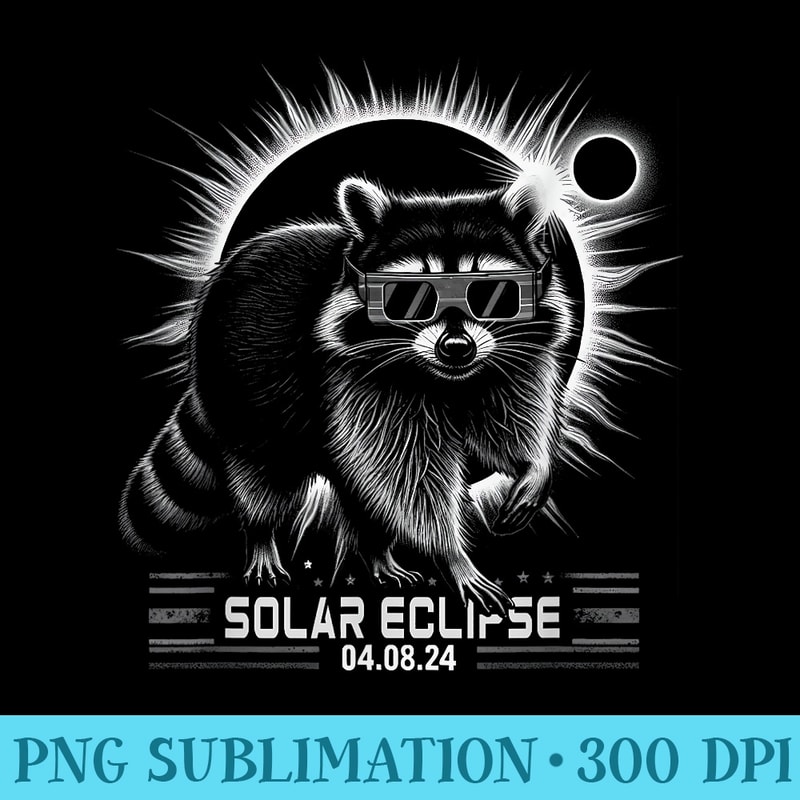 Graphic Art Raccoon Solar Eclipse Pet Lover April 8 - PNG Picture Download - Capture Imagination with Every Detail