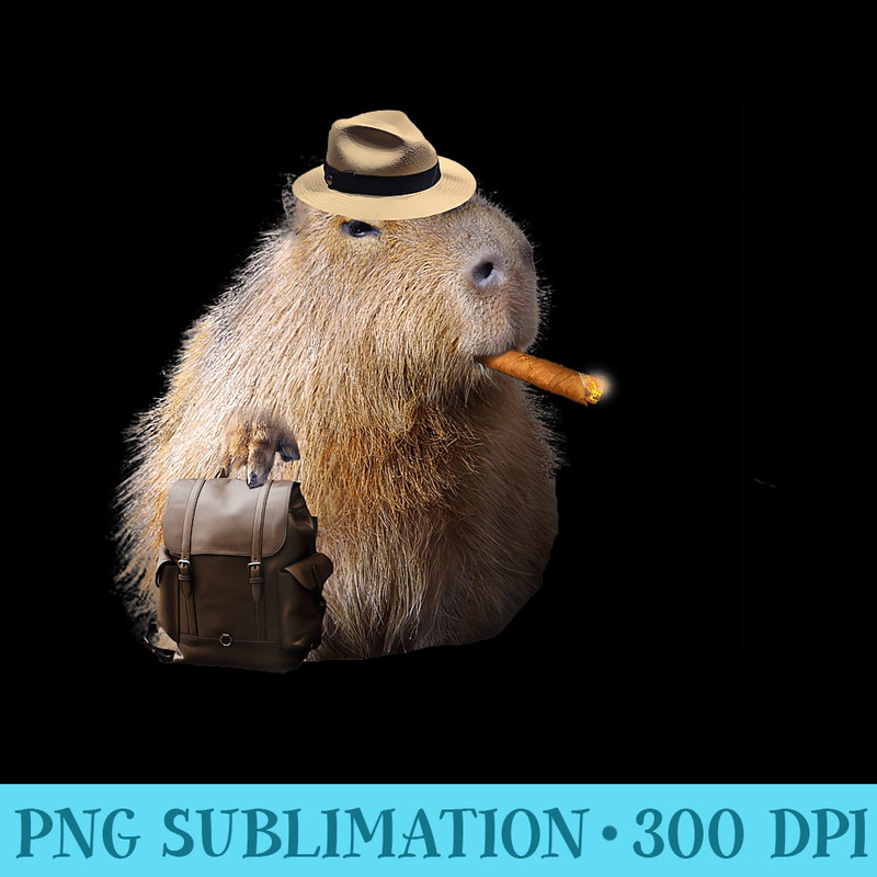Capybara Man Purse Funny Cute - Shirt Illustration PNG - Fashionable and Fearless