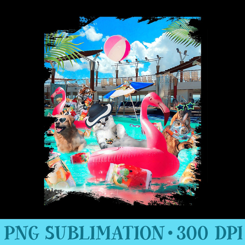 Cat Cats Tiger Dog Dogs Cruise Ship, Funny Cute - Transparent Shirt Design - High Resolution And Print-Ready Designs