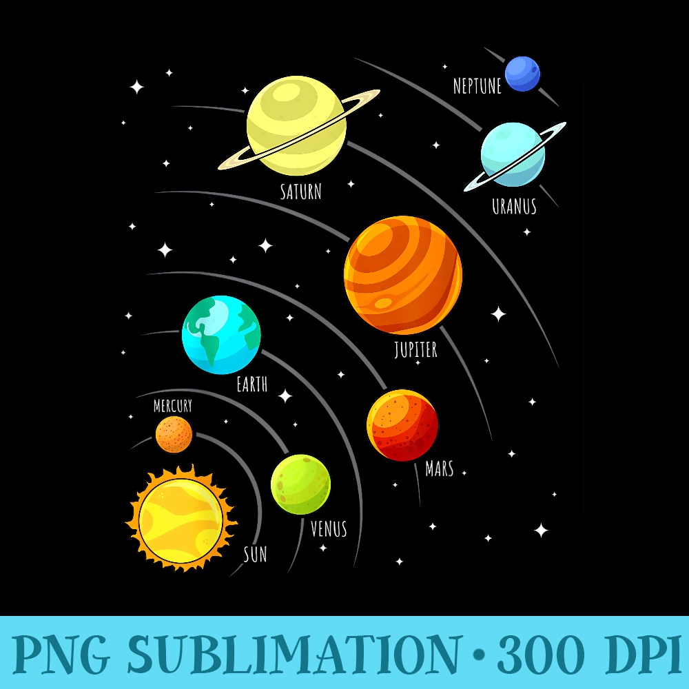 Colorful Planets Solar Systems Space Science Girls - PNG Download Gallery - Limited Edition And Exclusive Designs