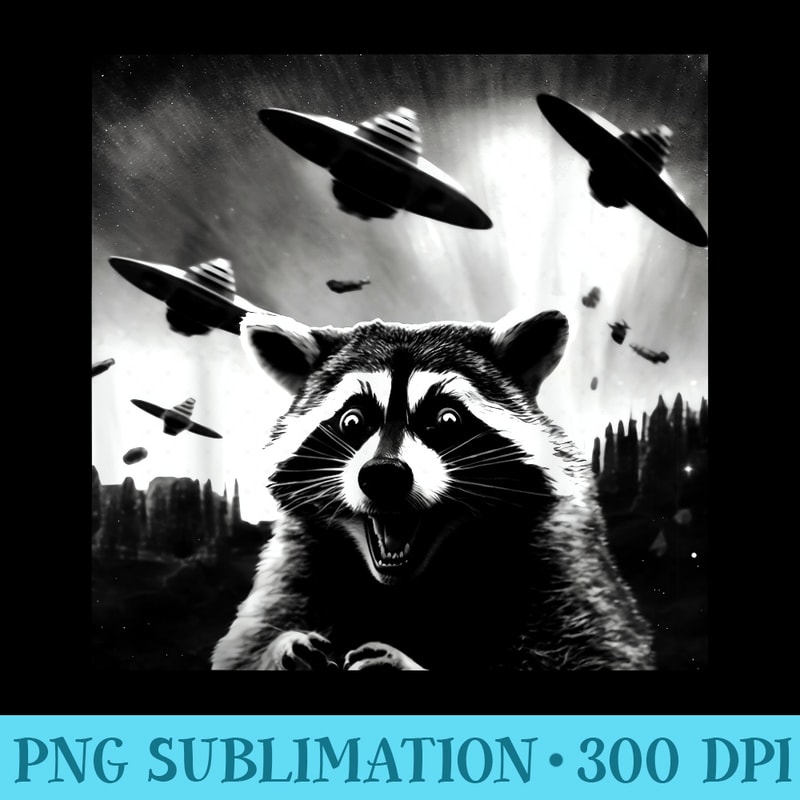 Alien UFO Funny Raccoon UAPs - PNG Download Clipart - Unlock Vibrant Sublimation Designs