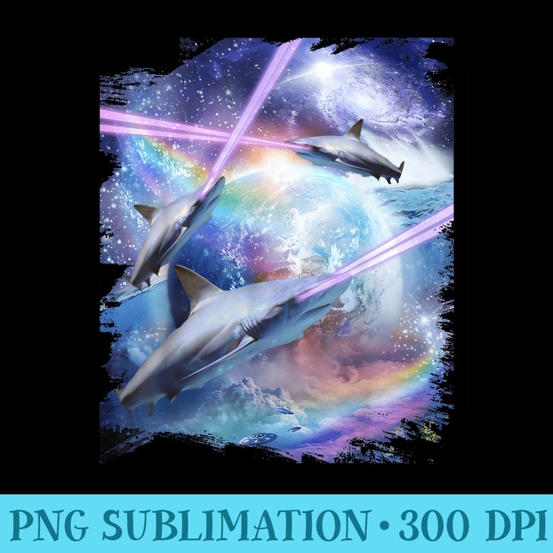 Laser Beam Eyes Shark In Space, Galaxy Sharks - PNG Download Transparent Background - Eco Friendly And Sustainable Digital Products