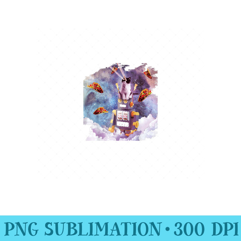 Laser Eyes Space Cat Riding Robot - Shirt Vector Illustration - Quick And Seamless Download Process