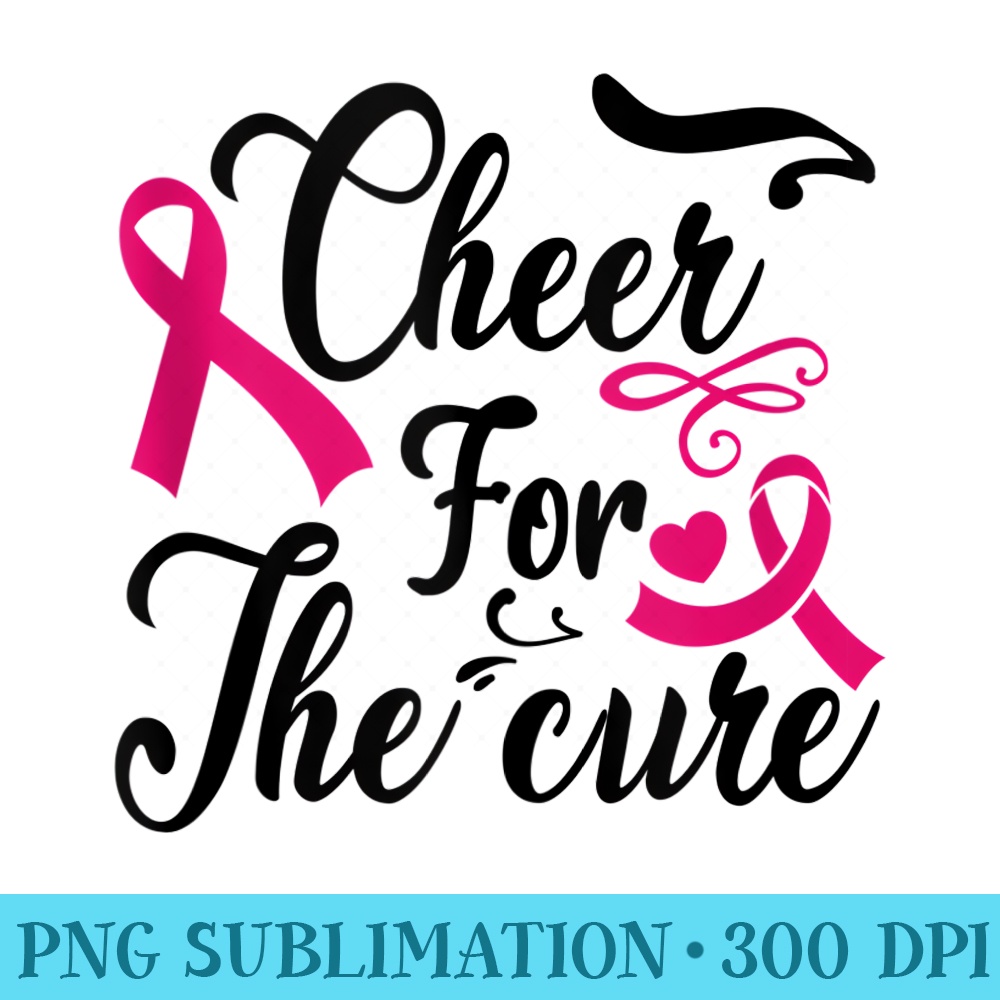 Breast Cancer Awareness Pink Ribbons Cheer For The Cure - Download Transparent PNG Images - Perfect for Sublimation Mastery