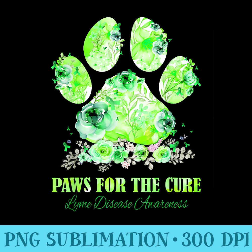 Dog Print Paws For The Cure Lyme Disease Awareness Month - PNG Graphics Download - Bring Your Designs to Life