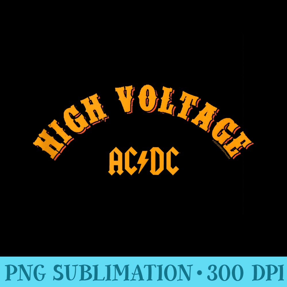 ACDC Rock Music Band High Voltage Collegiate - Sublimation PNG download - Revolutionize Your Designs