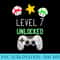 Level 7 Unlocked Gamer I Seventh Birthday Party - High Resolution Shirt PNG - Spice Up Your Sublimation Projects