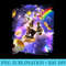 Space Cats Riding Hot Dogs Cat In Rainbow Galaxy Raglan Baseball - Unique Sublimation PNG Download - Create with Confidence