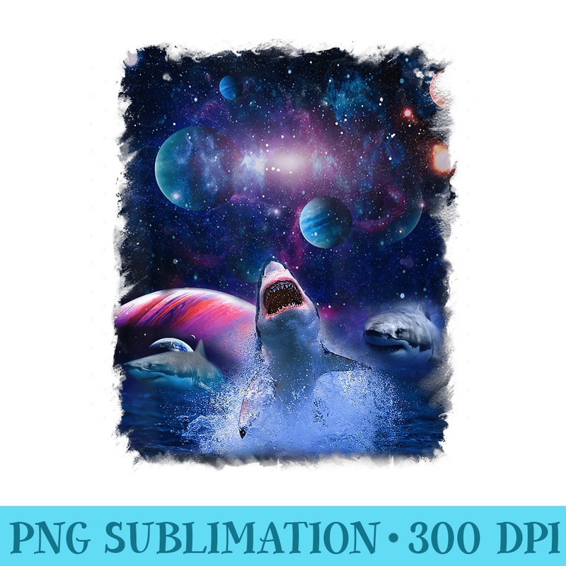 Sand Sharks Universe Space Galaxy Fish water Galaxy Design - PNG file download - Perfect for Creative Projects