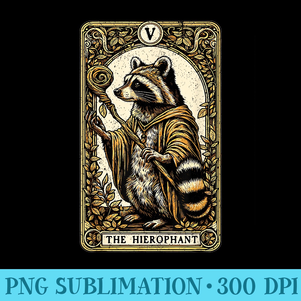Raccoon The Hierophant Tarot Card Mystic Occult Raccoon - Sublimation graphics PNG - Instantly Transform Your Sublimation Projects