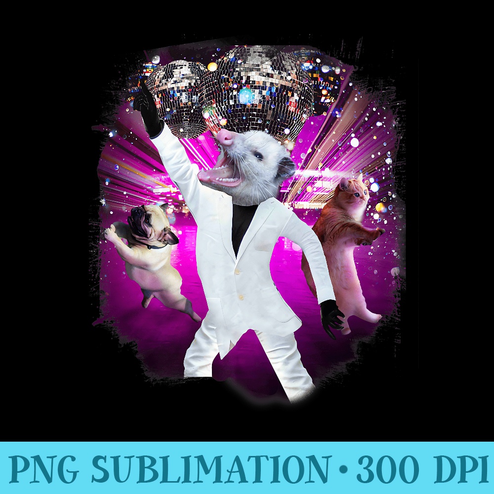 Possum Disco Ball Dancing, Funny Club Retro Premium - PNG design downloads - Eco Friendly And Sustainable Digital Products