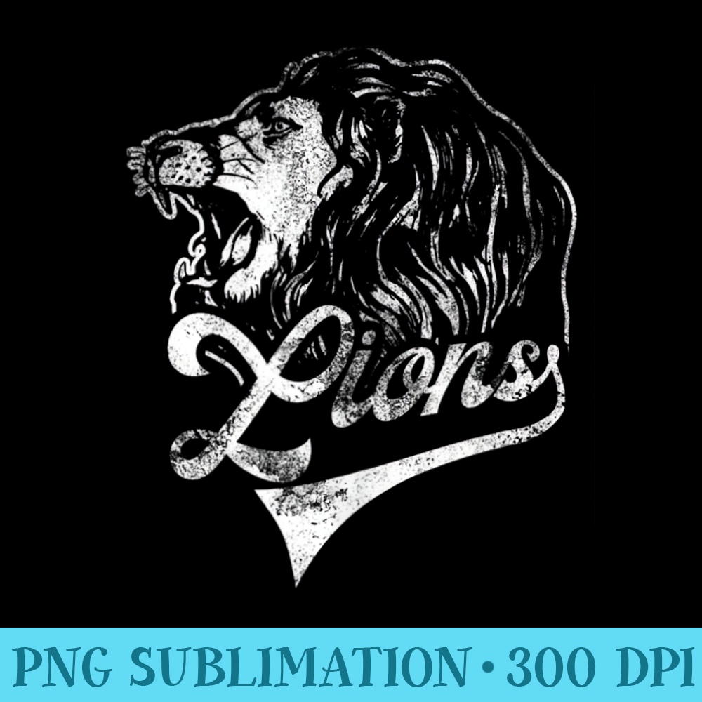 Lions School Sports Fan Team Spirit Mascot Vintage - PNG Graphics Download - Trendsetting And Modern Collections
