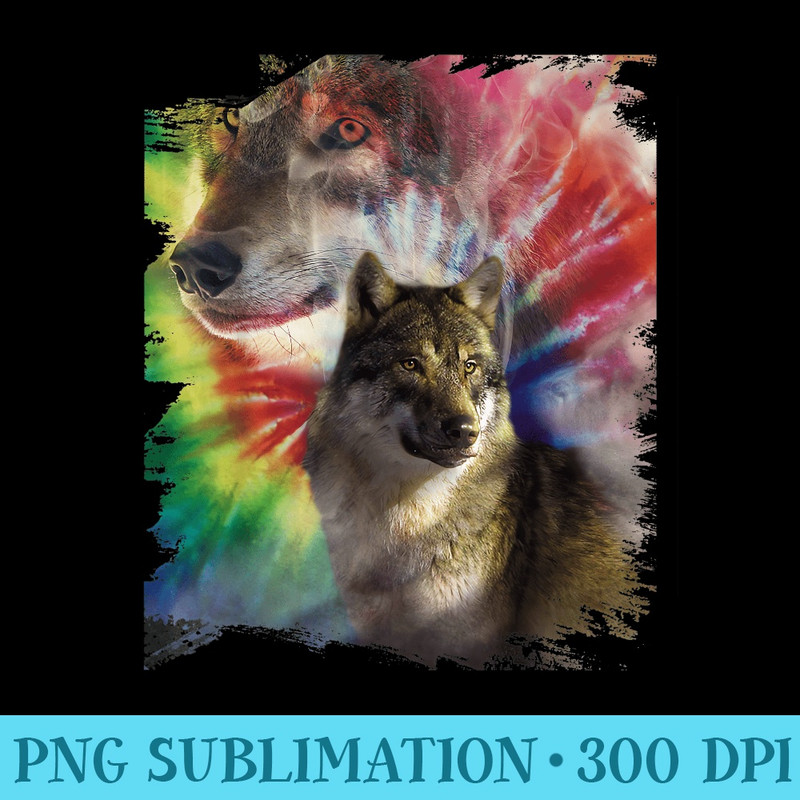Tie Dye Wolf Tye Trippy Rainbow Wolves - Shirt Template Transparent - High Resolution And Print-Ready Designs