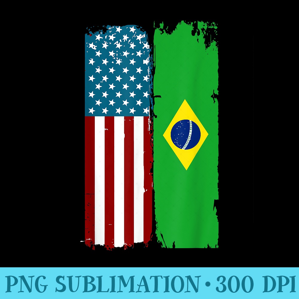 Brazilian American Flag  Half Brazil Half USA Pride - PNG Download Gallery - Eco Friendly And Sustainable Digital Products