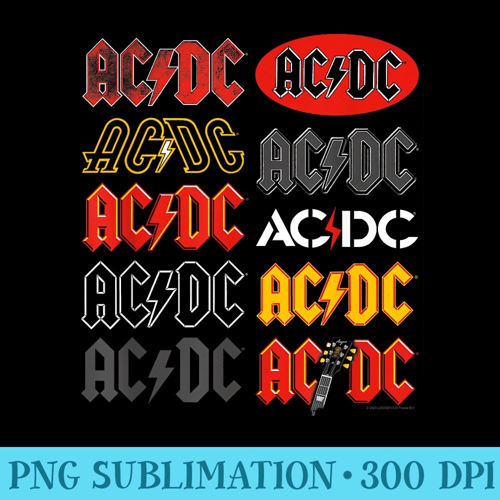 ACDC Multi Logos Rock Music Band - Digital PNG Artwork - Perfect for Sublimation Art