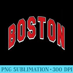boston varsity style red text with white outline - sublimation templates png