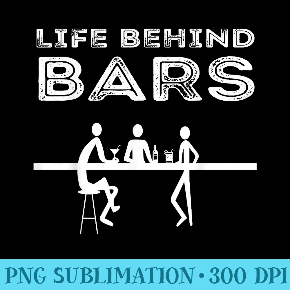 Life Behind Bars Bartender - Unique PNG Artwork - Perfect for Creative Projects