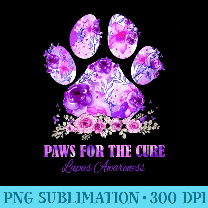 s Dog Print Paws For The Cure Lupus Awareness M - PNG Image Download - Transform Your Sublimation Creations