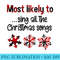 s CuteComfy Most Likely to Sing all the Christmas Songs Raglan Baseball - Shirt Graphic Resources - Stunning Sublimation Graphics