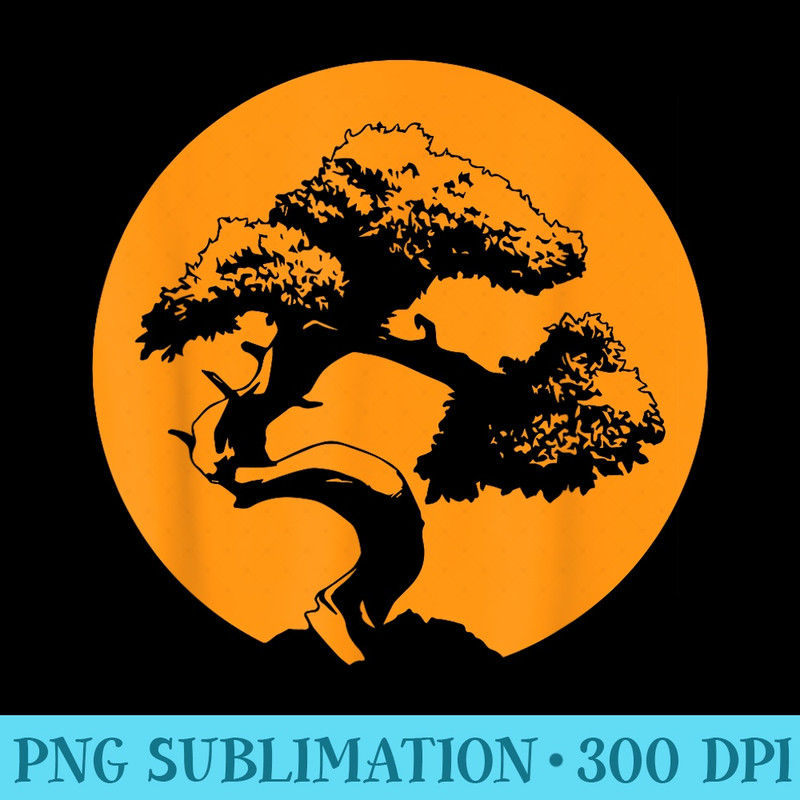 Japanese Bonsai Tree with Orange Sunset - Unique Sublimation patterns - Spice Up Your Sublimation Projects