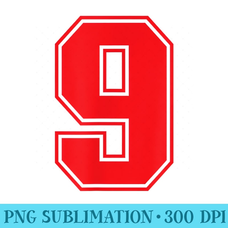 Number 9 Red Sports Jersey Lucky Number - PNG Download Database - Bring Your Designs to Life