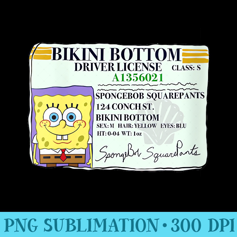 SpongeBob SquarePants Bikini Bottom Driver License Card - PNG Download Illustration - Transform Your Sublimation Creations