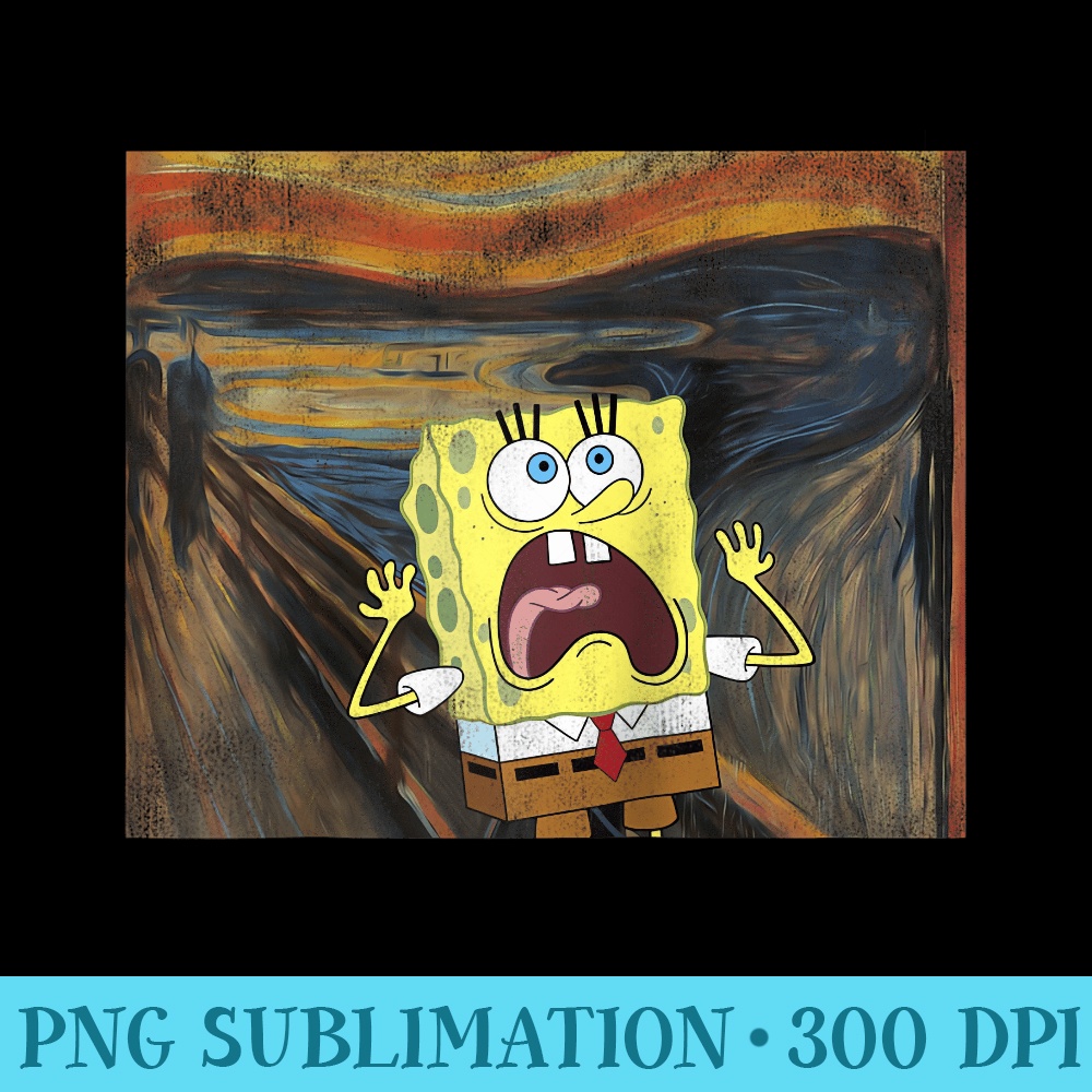 SpongeBob SquarePants Scream Painting Raglan Baseball - High Resolution PNG Designs - Unlock Vibrant Sublimation Designs