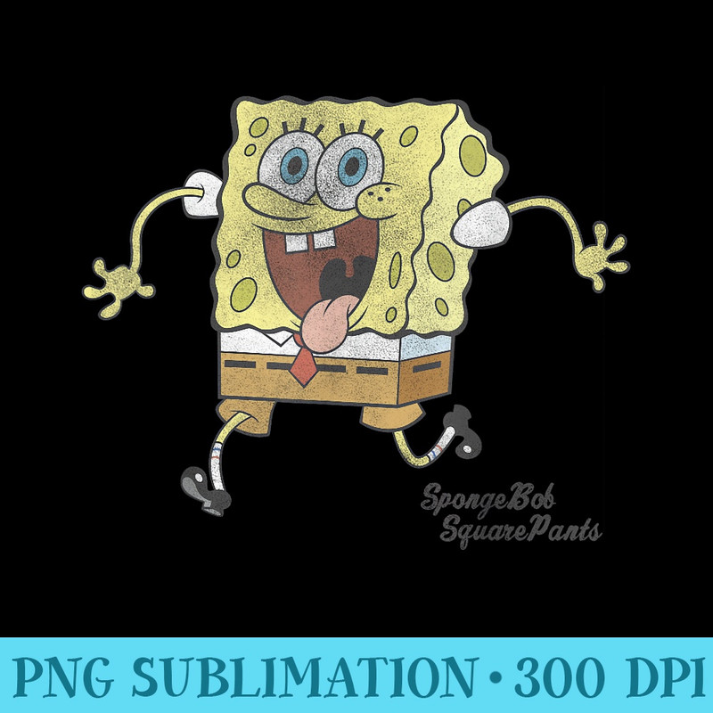 SpongeBob SquarePants Tongue Out Run - Printable PNG Graphics - Eco Friendly And Sustainable Digital Products