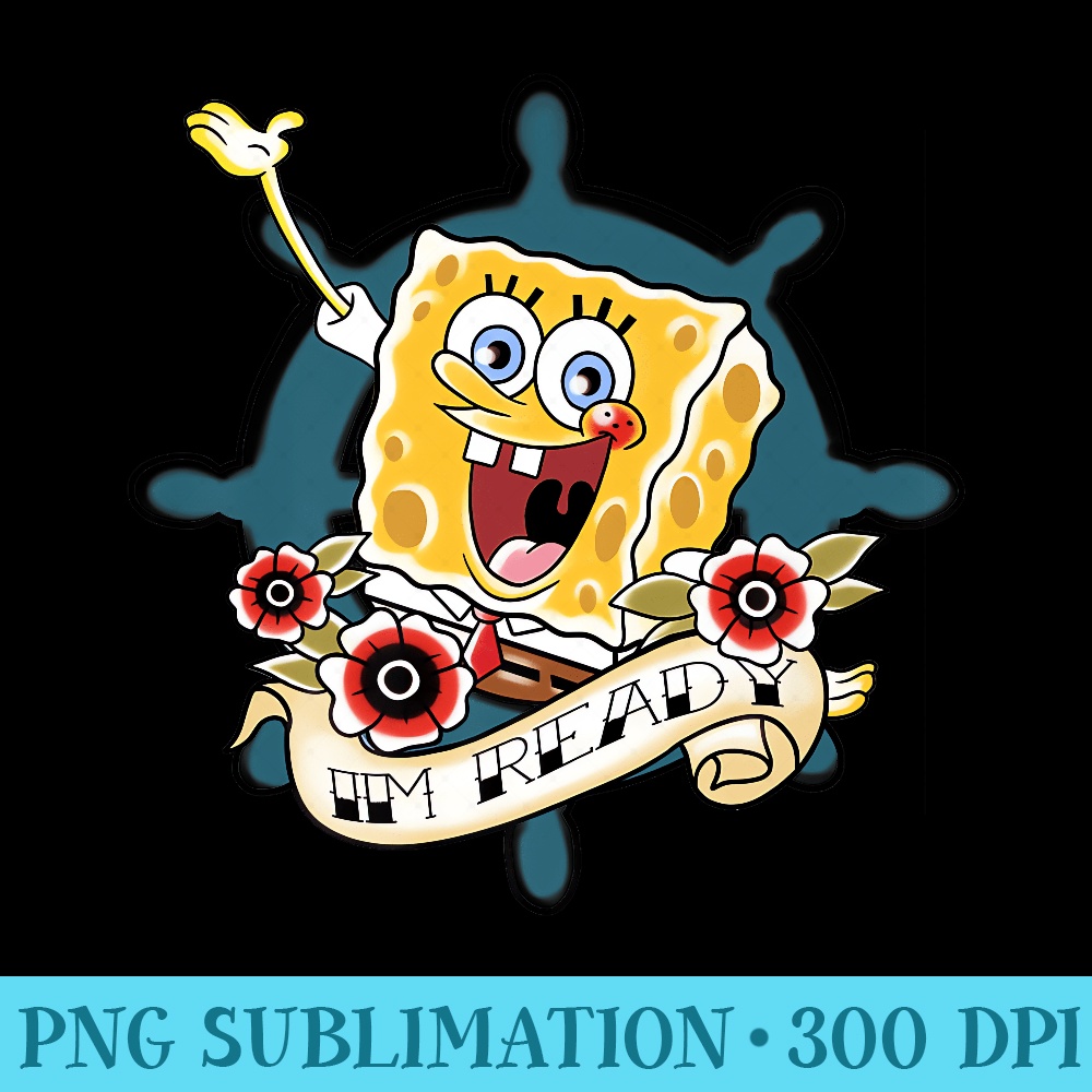 SpongeBob SquarePants Im Ready Tattoo Style Premium - Transparent Shirt Clip Art - Revolutionize Your Designs
