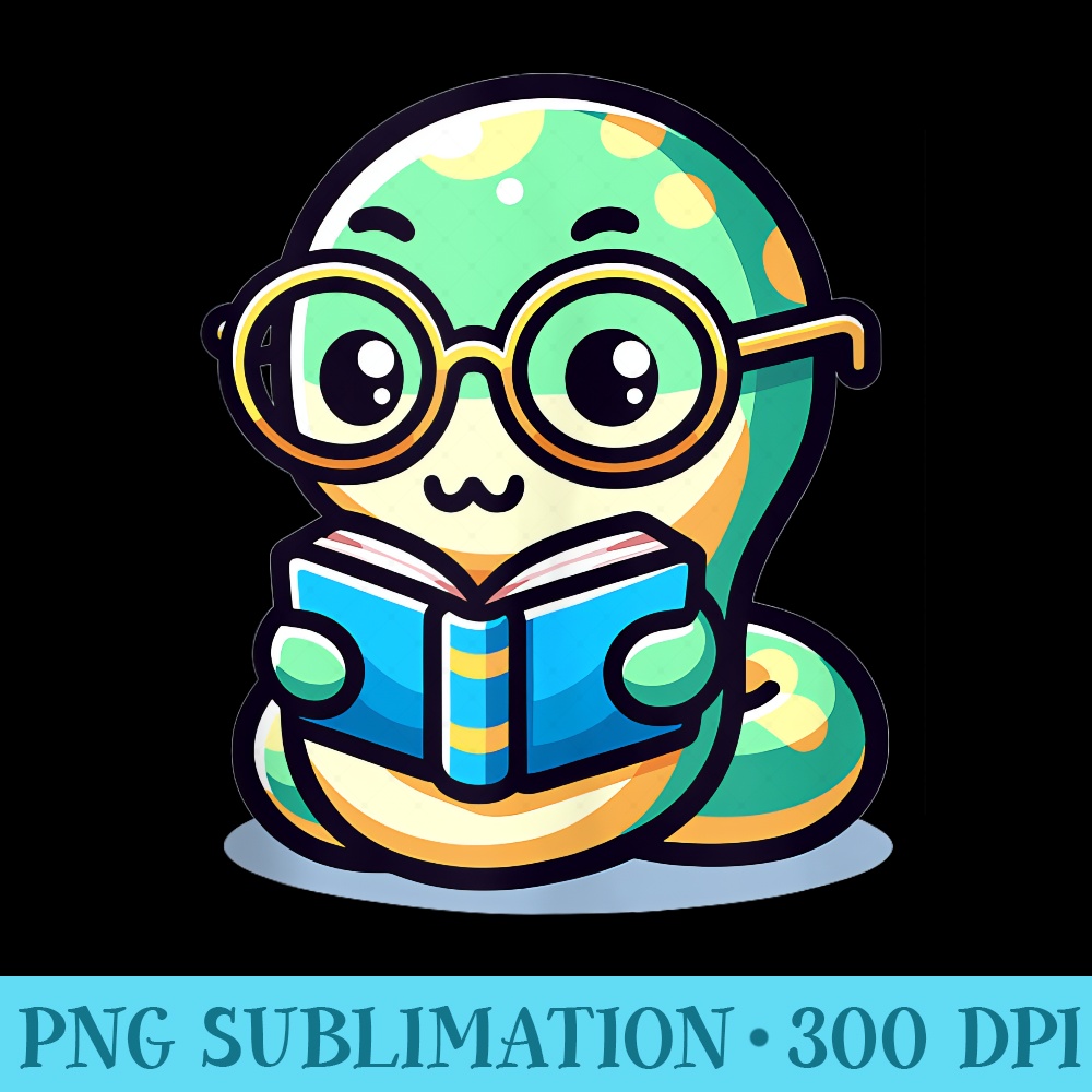 Adorable Book Lover Snake With Reading Glasses Cute - PNG Download Library - Premium Quality PNG Artwork