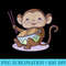 Cute Kawaii Animals Monkey Eating Ramen - Download Shirt PNG - Instantly Transform Your Sublimation Projects