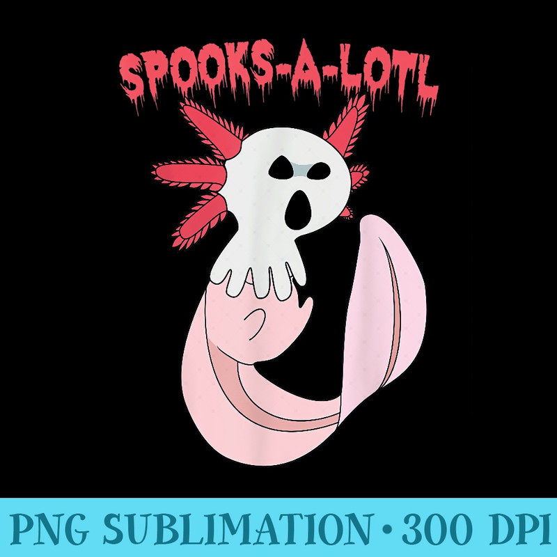 Funny Halloween SpooksALotl Pastel Kawaii Axolotl - Shirt Vector Art - Transform Your Sublimation Creations