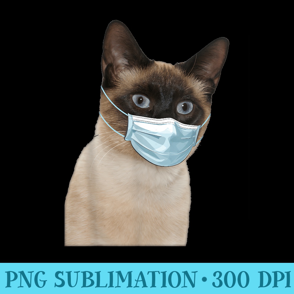 Siamese Cat Wearing Cat Face Mask Love Siamese Funny - Download PNG Pictures - Bring Your Designs to Life