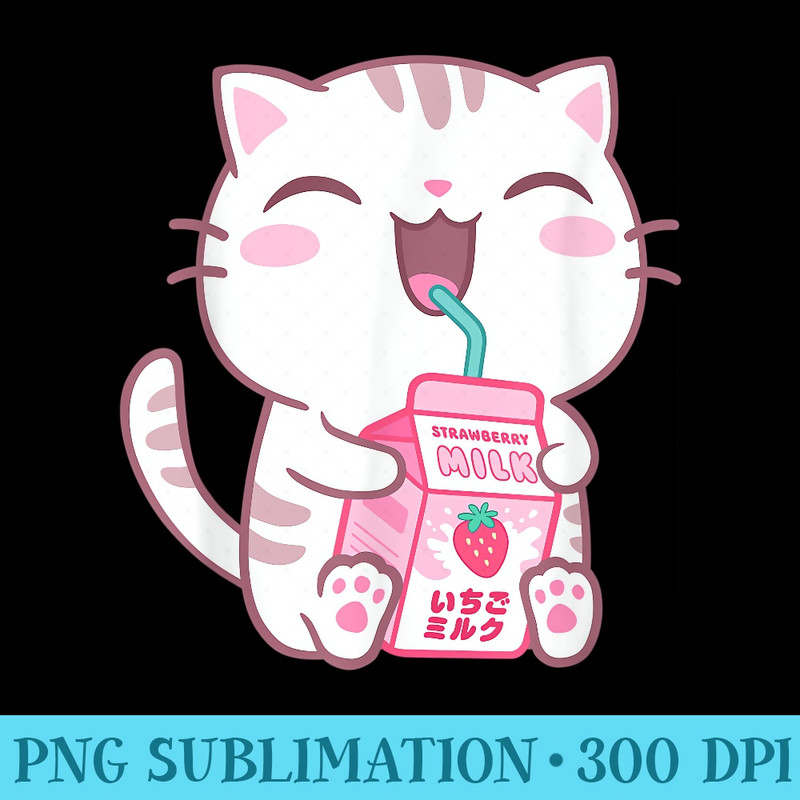 Kawaii Cat Strawberry Milk Kitten - Shirt Clipart Free PNG - Boost Your Success with this Inspirational PNG Download