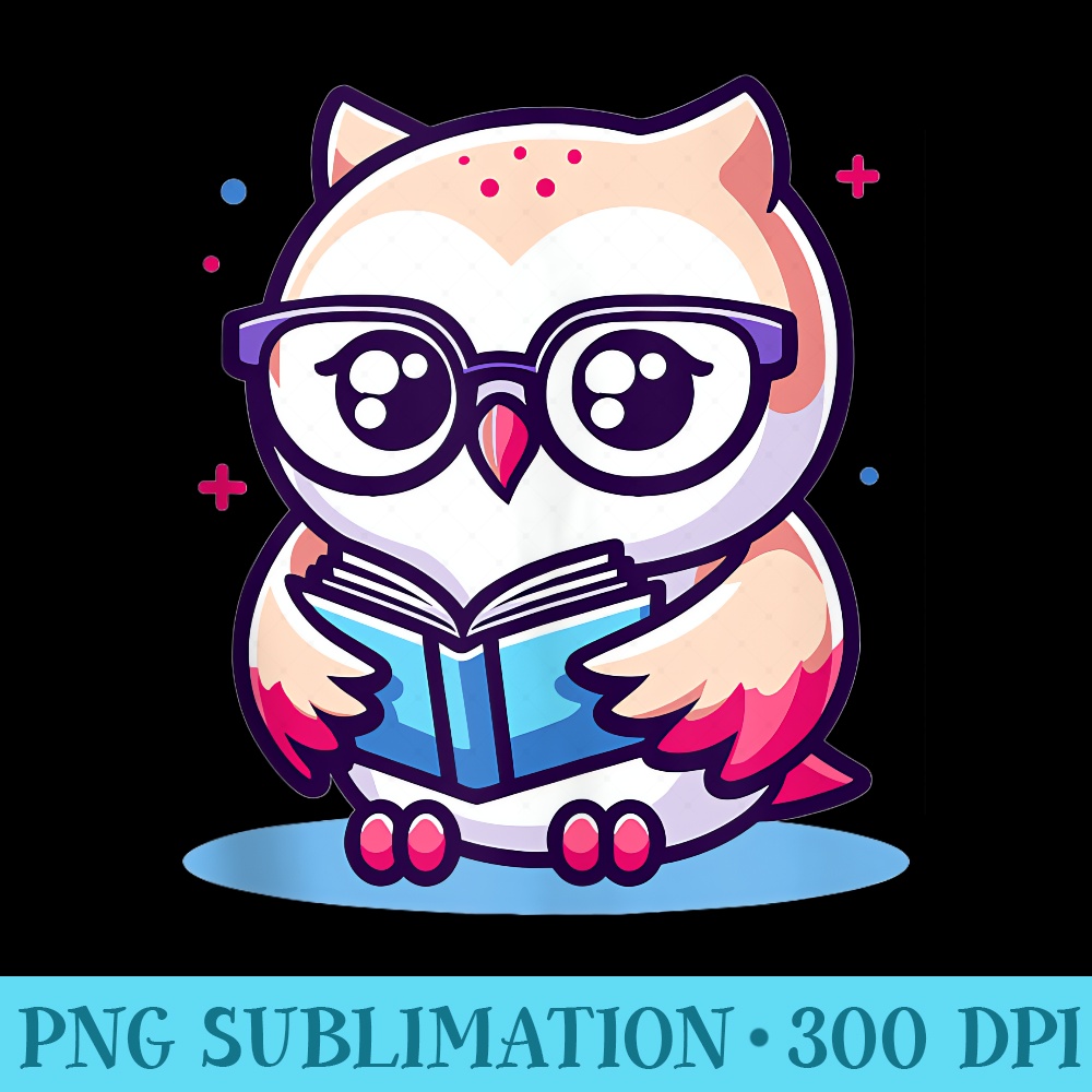 Adorable Book Lover Barn Owl With Reading Glasses Cute - PNG Art Files - Versatile And Customizable Designs