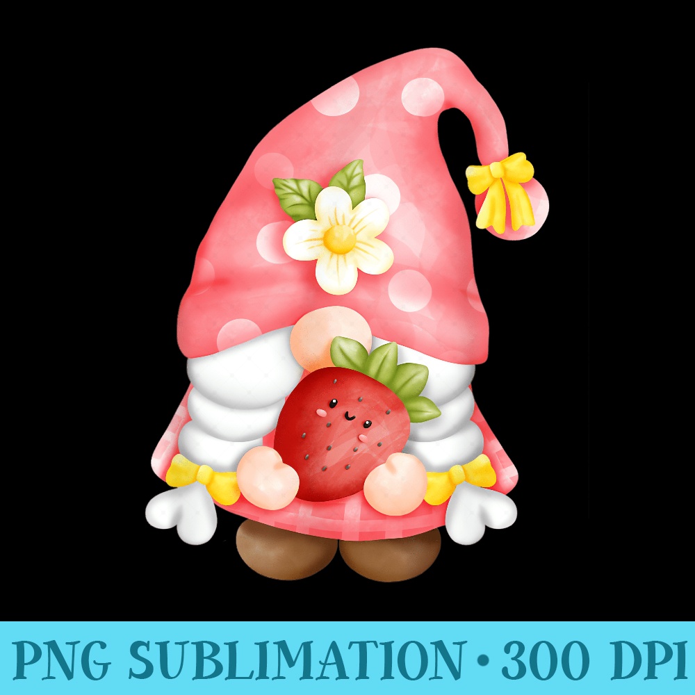 Cute Strawberry Gnomie For Berries Lover And Spring Gnome - Free PNG Download - Unique And Exclusive Designs