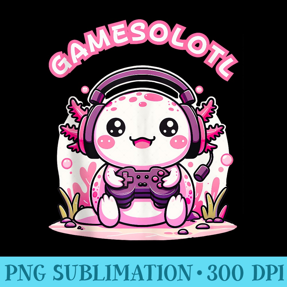 Kawaii Japanese Gamesolotl Anime Manga Otaku Axolotl - Shirt Template Transparent - Instantly Transform Your Sublimation Projects