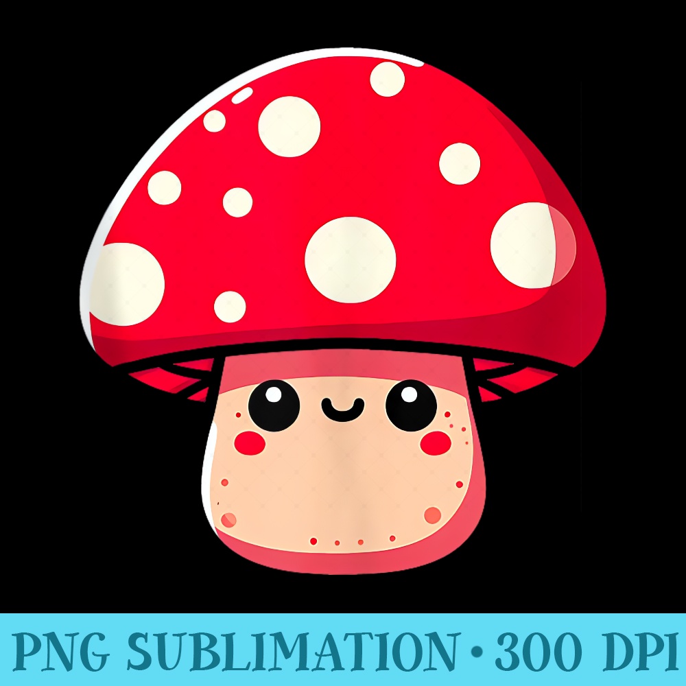 Cute Kawaii Mushroom - Digital PNG Downloads - Unleash Your Inner Rebellion