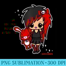 kawaii emo chibi egirl scene goth gothic creepy bunny - sublimation clipart png