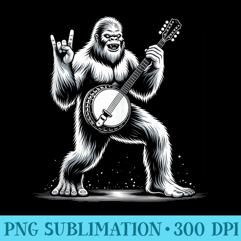 Classic Bigfoot Playing Banjo Vintage Animal Kawaii Player - PNG Clipart Download - Spice Up Your Sublimation Projects