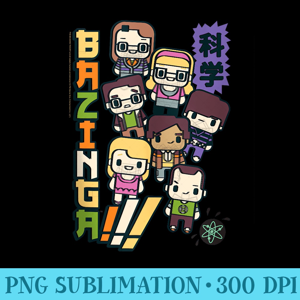 The Big Bang Theory Kawaii Bazinga Characters - High Quality PNG Files - Instantly Transform Your Sublimation Projects