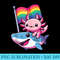 Kawaii Axolotl Shark LGBT Pride Rainbow Heart Flag - PNG Image Library Download - Enhance Your Apparel with Stunning Detail
