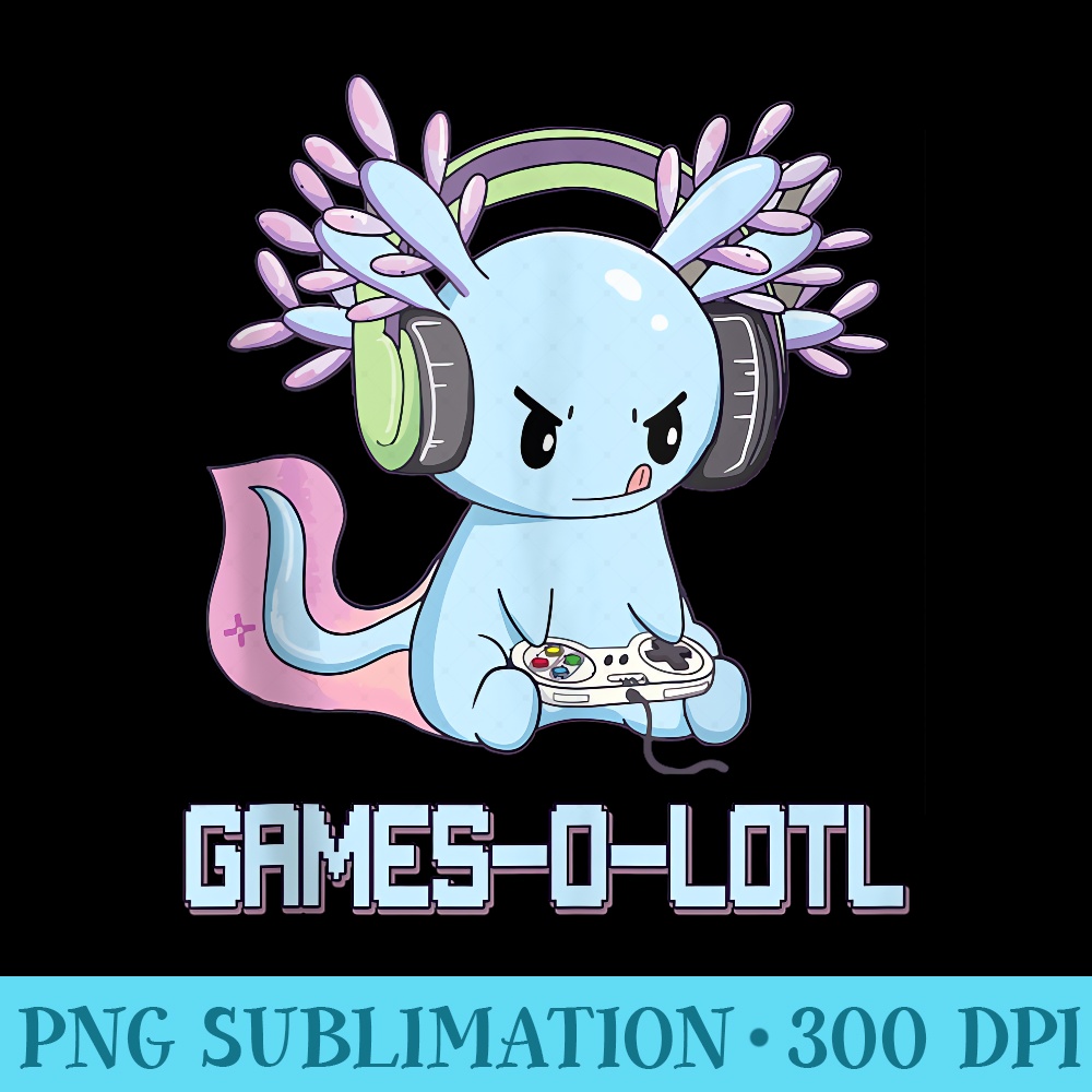 Gamesolotl Axolotl Video Gamer Kawaii Anime ns - PNG Clipart Download - Lifetime Access To Purchased Files