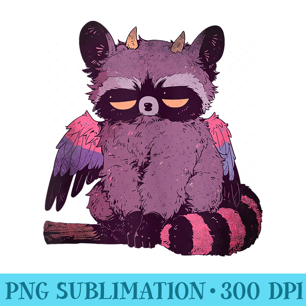 Kawaii Pastel Goth Raccoon Winged Trashpanda Animal Graphic - PNG Image Library Download - Fashionable and Fearless