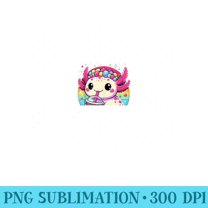 Axolotl Bubble Boba Tea Anime Cute Kawaii Axolotl nage - PNG Download Website - Unleash Your Creativity