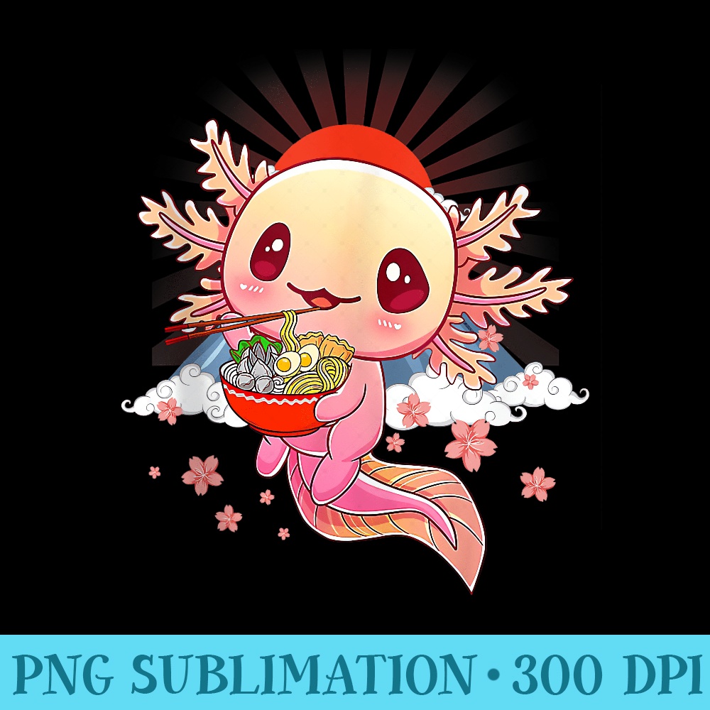 Kawaii Anime Axolotl Ramen Noodle Men Girls - Transparent PNG Download - Enhance Your Apparel with Stunning Detail