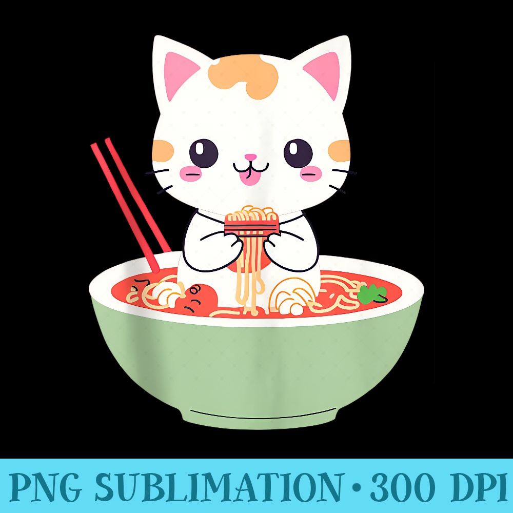 Anime Ramen Cat Japanese Noodles Kawaii Kitten - PNG Download Clipart - Enhance Your Apparel with Stunning Detail